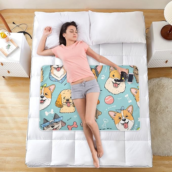 Waterproof Bed Pad Reusable Changing Pad Toddler Mattress Protector Large Pee Pad Baby Diaper Pad Soft Washable Liner Blue Dog Cartoon