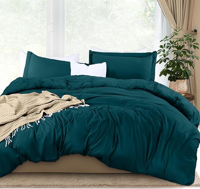 Utopia Bedding Duvet Cover King Size - 3 Piece with Zipper Closure - 1 Comforter Cover 104X90 Inches & 2 Pillow Shams 20X36 Inches (Teal) Comforter Not Included
