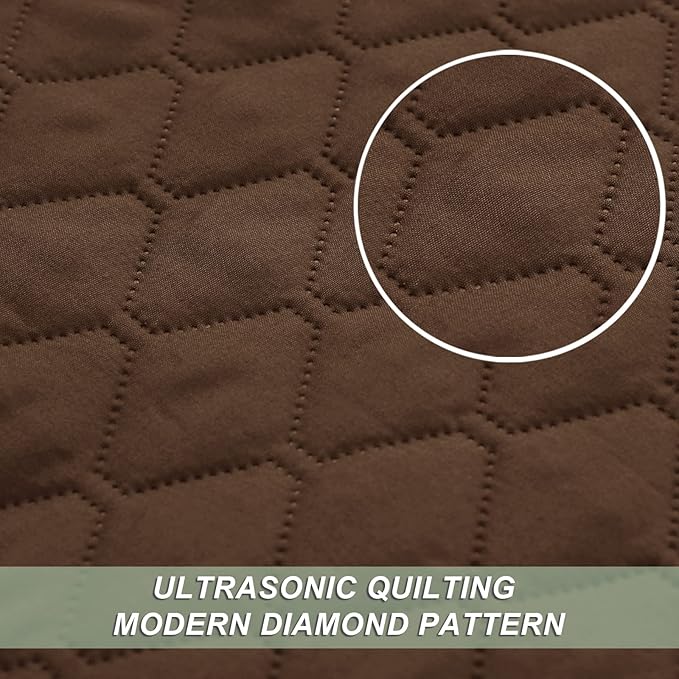 Exclusivo Mezcla Reversible Twin Quilt Bedding Set with Pillow Sham, Lightweight Quilts Twin Size, Soft Bedspreads Bed Coverlets for All Seasons - (Chocolate Brown, 68"x88")