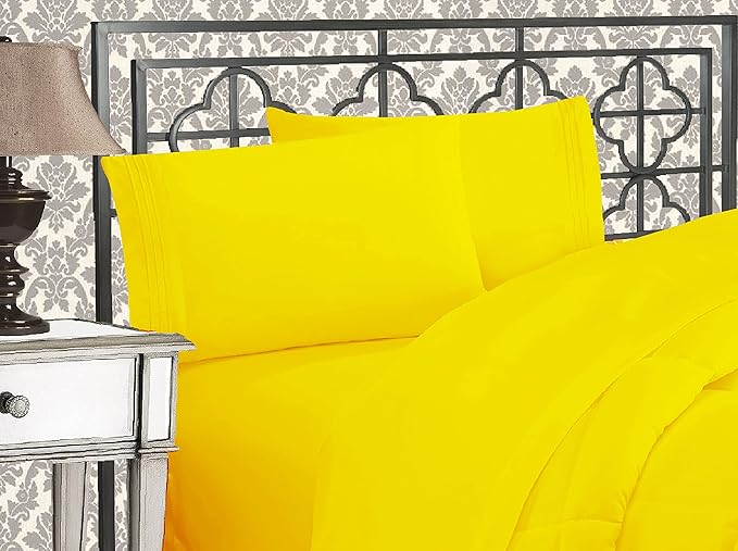 Elegant Comfort Wrinkle & Fade Resistant 1500 Premium Hotel Quality Microfiber Ultra Soft Luxurious 2-Piece Pillowcases, King Size, Yellow