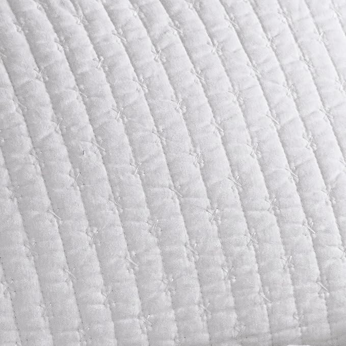 Levtex Home Cross Stitch Reversible Twin XL/Twin Quilt Set (68x86in) with 1 Pillow Sham (26x20in) - Stitch Texture - Bright White - Cotton Twin Size Quilt Bedding Set - Lightweight, Soft, Pre-Washed