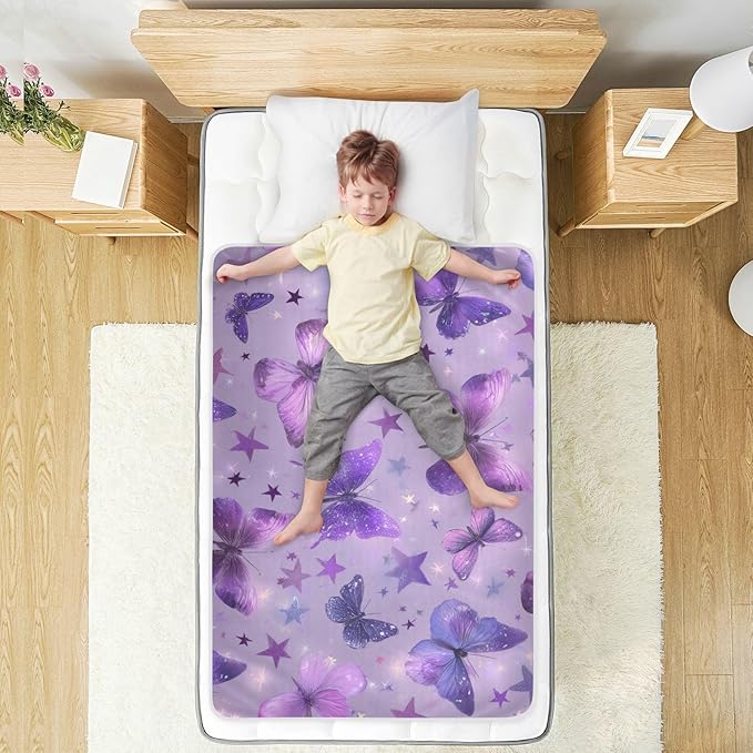 Waterproof Bed Pad Reusable Changing Pad Toddler Mattress Protector Large Pee Pad Baby Diaper Pad Soft Washable Liner Purple Dreamy Butterflies and Stars