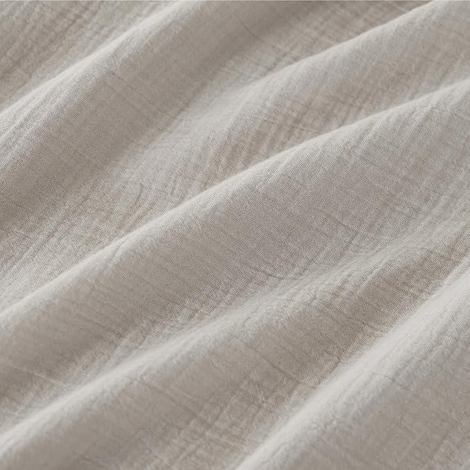 Bedsure Muslin Duvet Cover King Size - Cotton Blend Rayon Derived from Bamboo, Cooling Duvet Covet for Hot Sleepers - Ultra-Soft & Breathable Bedding Set for All Seasons(Linen, 104"x90")