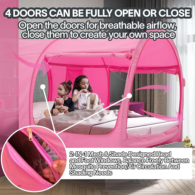 LEEDOR® Bed Tent Dream Tents Bed Canopy Shelter Cabin Indoor Privacy Warm Breathable Pop Up Twin/Full/Queen for Kids and Adult Patent Pending(Mattress Not Included)