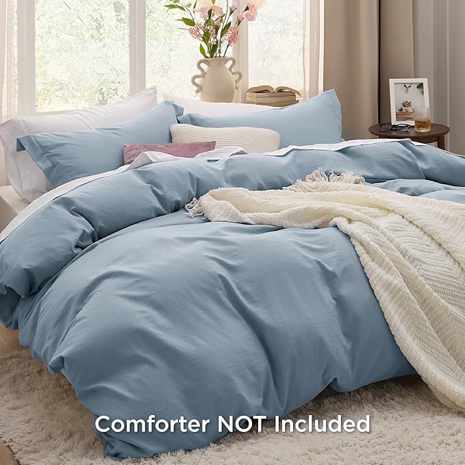 Bedsure Mineral Blue California King Duvet Cover - Prewashed Cotton-Like Polyester Extra Soft Bedding Set, Includes 1 Cal King Duvet Cover 104''x98'' with Zipper Closure & 2 Pillow Shams, No Comforter