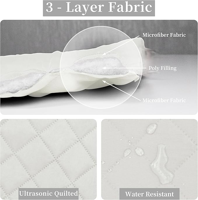 Easy-Going King Size Reversible Quilt Set with 1 Quilt and 2 Pillow Shams, Soft Bed Quilt Cover, Water Resistant Lightweight Microfiber Bedspread, Stain Resistant, Ivory/Ivory