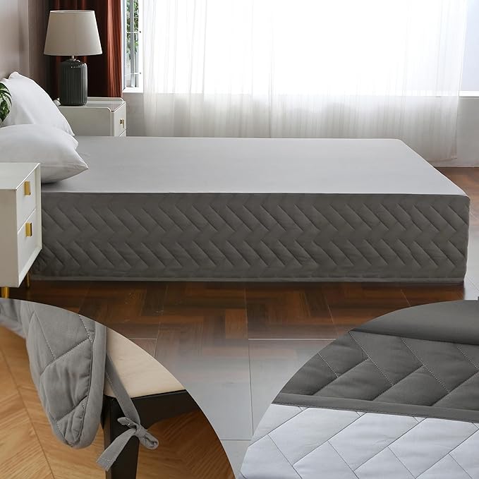 Full Bed Skirt-Box Spring Cover with 14 Inch Tailored Drop,Wrinkle and Fade Resistant Hotel Wrap Around Bed Skirts,Bed Frame Cover (Checkered Gray, Full)