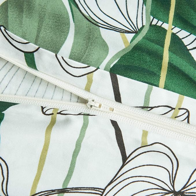 YuHeGuoJi Green Botanical Duvet Cover King 100% Cotton 3 Pcs Set 1 Tropical Monstera Duvet Cover with Zipper Ties 2 Pillowcases Coastal Hawaiian Plant Leaves Bedding Set Soft