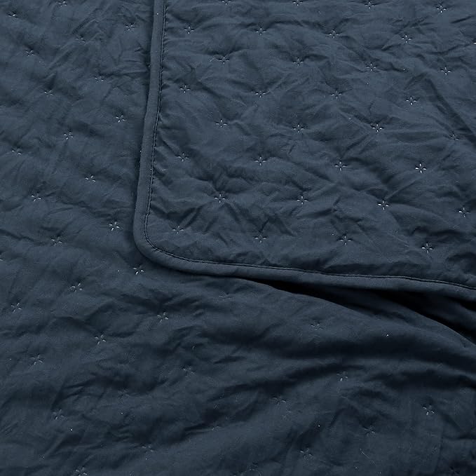 ROARINGWILD Oversized King Quilt Sets with Pillow Shams, Navy Blue California Cal King Size Lightweight Soft Coverlet Bedspread, Thin Bedding Set Bed Cover, 3 Pieces, 118x106 inches