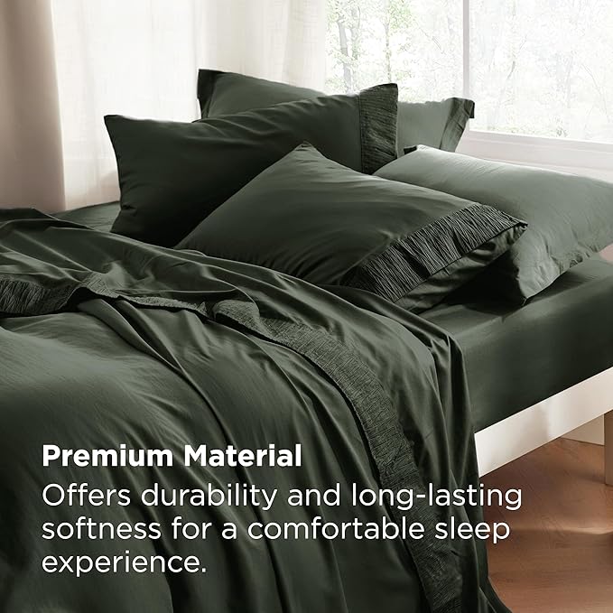 Bedsure Full Size Bed Sheets - 4 Pieces Soft Full Sheet Set - Breathable & Cooling - Hotel Luxury - Easy Care Polyester Microfiber Bedding for Women, Men, Olive Green