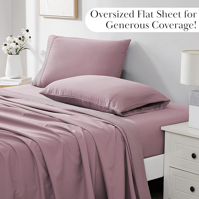 Southshore Fine Living, Inc. Deep Pocket California King Sheet Set with 21" Deep King Fitted Sheet, King Size Pillow Cases Set of 2 | Hotel Luxury Quality | Easy Care Microfiber Sheets | Lavender