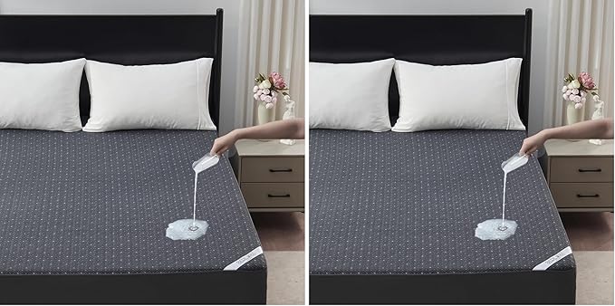 BEDLORE Queen Mattress Protector, Waterproof Noiseless Mattress Cover with Deep Pocket for 6-18 inches Mattress, Soft Breathable Mattress Pad Machine Washable (Dark Gray) (Pack of 2)