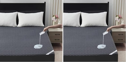 BEDLORE Queen Mattress Protector, Waterproof Noiseless Mattress Cover with Deep Pocket for 6-18 inches Mattress, Soft Breathable Mattress Pad Machine Washable (Dark Gray) (Pack of 2)