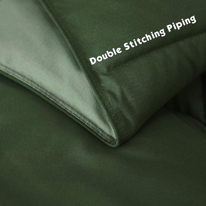 HIG 3pc Green Comforter Set Full SizeDuvet Insert, Reversible, All Season, Box Stitched, with Corner Tabs, Soft, Fluffy