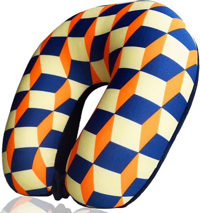 Bookishbunny U Shaped Micro Beads Microbead Neck Head Support Travel Pillow, 12"x12"x4" (BlueOrange)