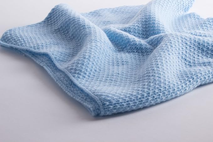 Boys Super Soft 100% Cashmere Baby Blanket - 'Baby Blue' - Hand Made in Scotland by Love Cashmere