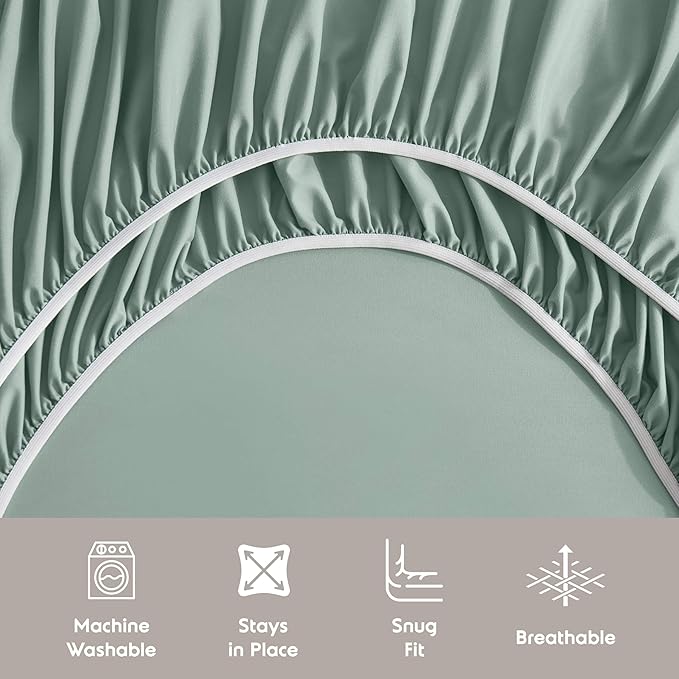 Nestl Full XL Sheet Set - Luxury 1800 Ultra-Soft Microfiber Full Extra Long Bed Sheets - Double Brushed - Deep Pockets - Easy Fit - 4 Piece Set - Bedding Sheets & Pillowcases (Full XL, Sage Green)