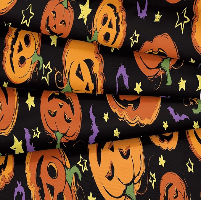 Bedbay Pumpkin Halloween Comforter Set Queen Size Black and Gold Bedding Set Cartoon Pumpkin Festival Themed 4 Pcs Comforter Set Halloween Decorations (Orange,Queen)