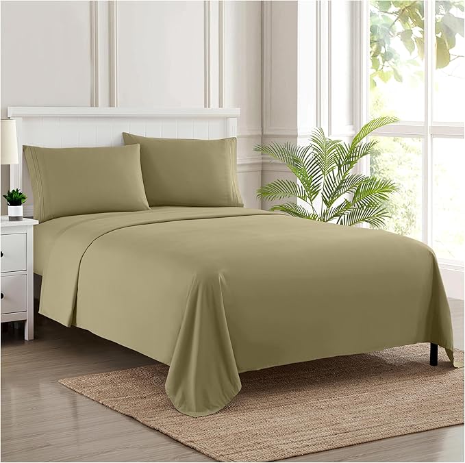 Full Size Sheet Sets - Breathable Luxury Sheets with Full Elastic & Secure Corner Straps Built In - 1800 Supreme Collection Extra Soft Deep Pocket Bedding Set, Sheet Set, Full, Sage