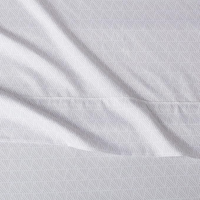 Amazon Basics Breathable,Wrinkle-Free Brushed Microfiber 4-Piece Bed Sheet Set with 14-Inch Deep Pockets,Queen,Gray Crosshatch,Printed,(Pack of 4)