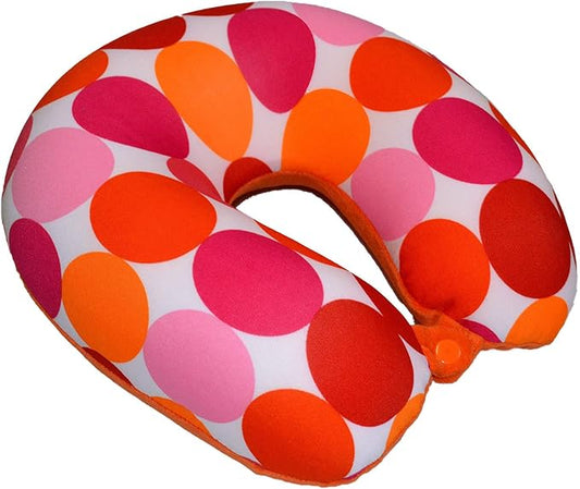 Bookishbunny U Shaped Micro Beads Microbead Neck Head Support Travel Pillow, 12"x12"x4" (CircleRed)