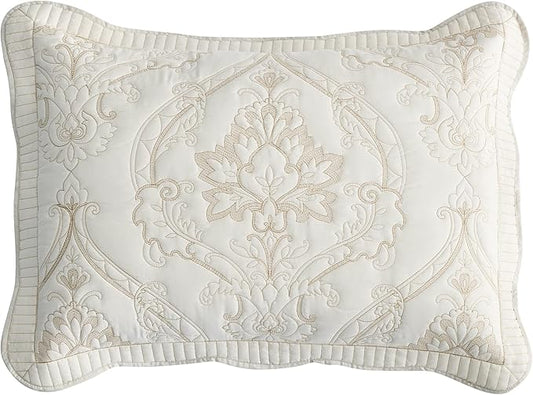 CHIXIN Microfiber Standard Pillow Shams Set of 2 - Quilted Decorative Pillow Covers - Ivory-Yellow - Size (20" x 26")