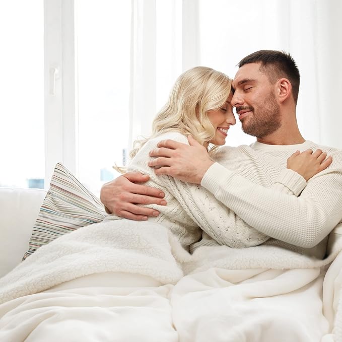 Bedsure GentleSoft Sherpa Fleece Twin Size Blanket for Couch, Non-Heated, Thick and Warm Throw for Women and Men, Soft Fuzzy Plush Twin Blanket for Winter, Cream, 60x80 Inches