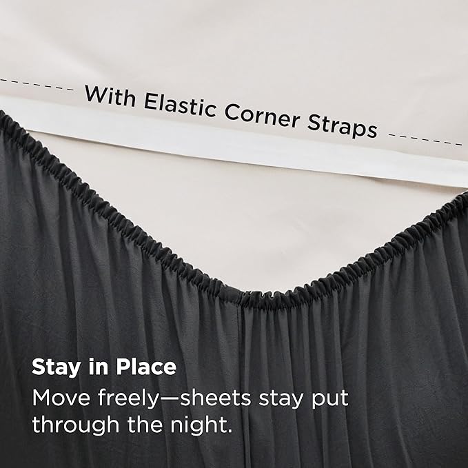 Bedsure Deep Pocket Full Size Sheets Set - 6 Piece, Prewashed Ultra-Soft Full Size Bed Sheets, Fits Mattresses Up to 18 Inches Thick, Breathable & Secure Fit, Hotel Luxury Bedding, Black