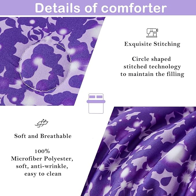 PERFEMET Girls Bed in A Bag Full Size 6 Pieces Blue Purple Rainbow Bedding Comforter Sets Tie Dye Ombre Kids Comforter Fluffy Teen Girl Bed Set (Blue Purple, Full)