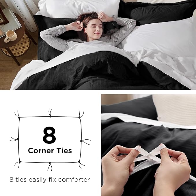 Bedsure Black California King Duvet Cover - Prewashed Cotton-Like Polyester Extra Soft Bedding Set, Includes 1 Cal King Duvet Cover 104x98 Inches with Zipper Closure & 2 Pillow Shams, No Comforter