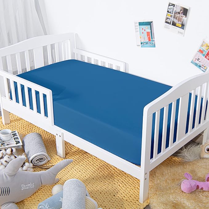 NTBAY 100% Brushed Microfiber Fitted Crib Sheet, Super Soft and Cozy 28x52 Crib Sheet for Standard Crib and Toddler Mattresses, Boys, Girls, Unisex, Royal Blue, 28x52 Inches