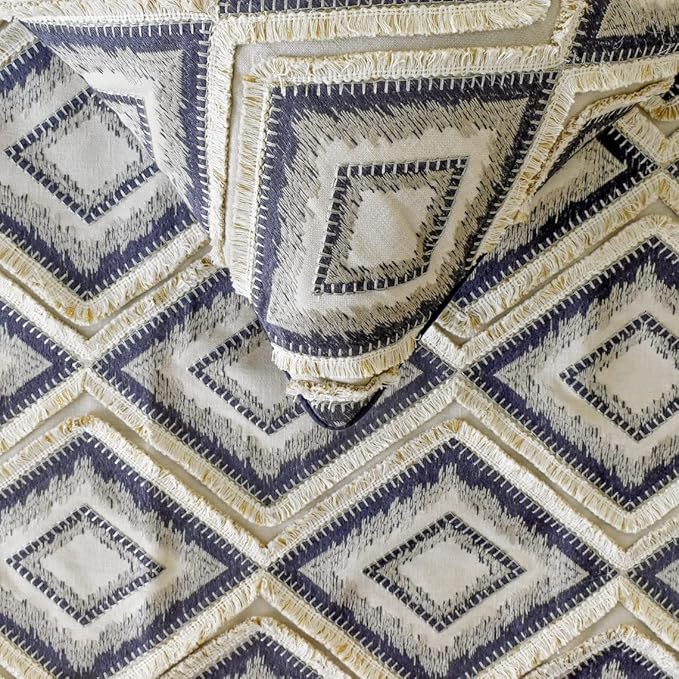 The HomeCentric King/Queen/Twin Blue Decorative Queen 74"x18" Bed Runner Without Pillow Cover, Lace & Moroccan Decor Bed Scarf on Jacquard Fabric - Akida