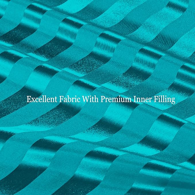 Whale Flotilla 3-Piece Reversible Silky Soft Queen Comforter Set, Luxury Stripe Satin Comforters Full Size Bedding Set with 2 Satin Pillowcases, Lightweight Duvet Set for All Seasons, Turquoise