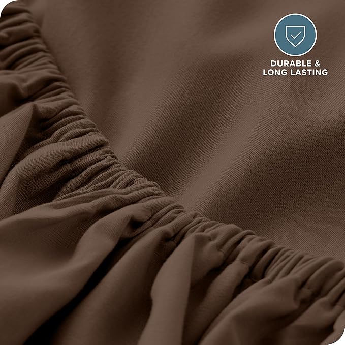 Fitted Bottom Sheet Full Size - Premium 1800 Microfiber - Ultra-Soft Hotel Luxury - Deep Pocket - Durable and Long Lasting - Fitted Sheet (Full, Cocoa)