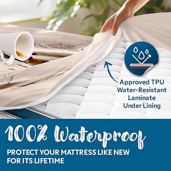 Guardmax Jersey Knitted King Zippered Mattress Encasement - Waterproof & Bed Bug Proof Mattress Protector - Comfortable, Soft, and Noiseless Zippered Bedding - Dust Mite Proof (78 x 80 x 12)