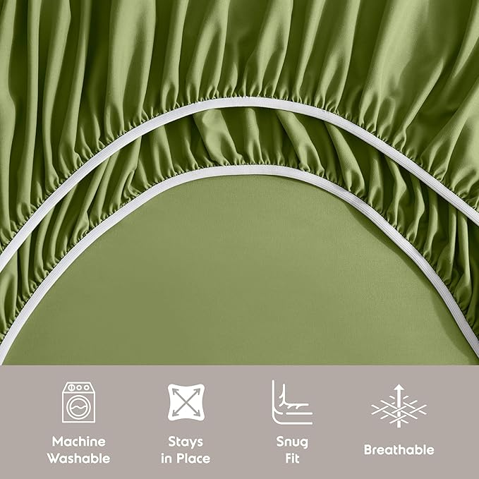 Nestl Twin Sheet Set - 1800 Ultra-Soft Microfiber Twin Bed Sheets - Double Brushed - Deep Pockets - Easy Fit - Extra Soft - 3 Piece Set - Bedding Sheets & Pillowcases (Twin, Calla Green)