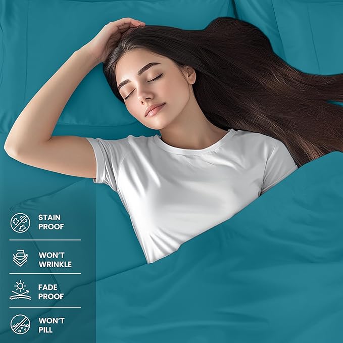 Utopia Bedding California King Sheet Set – 4 Piece Bed Sheets for Cal King Size Bed, Soft and Breathable Microfiber, Includes 1 Fitted Sheet, 1 Flat Sheet and 2 Pillowcases (Denim Blue)