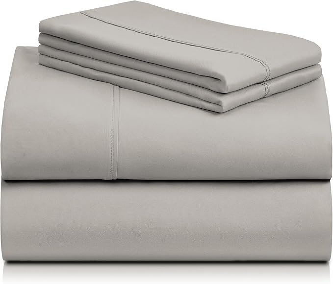 LuxClub 4 PC Full Sheet Set, Breathable Luxury Bed Sheets, Deep Pockets 18" Wrinkle Free Cooling Bed Sheets Machine Washable Hotel Bedding Silky Soft - Light Taupe Full