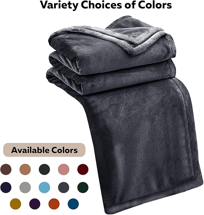 MOONLIGHT20015 Fleece Throw Blanket Super Soft Cozy for Couch, Sofa and Camping Lightweight 400 GSM Luxury Fluffy Microfiber Bed Blankets 50 x 60 Inches (Throw/Travel, Grey)