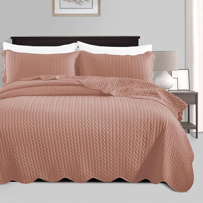 IR Imperial Rooms 8 Pack California King Quilt Bedding Set (118"x106") - Bulk Wholesale for Hotels, Guest Bedroom & Airbnbs - Lightweight Microfiber Reversible Embossed Quilts Bedspread (Peach)