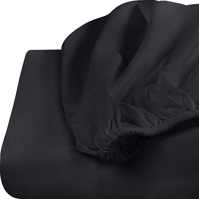 Utopia Bedding Queen Fitted Sheets - Bottom Sheets - Deep Pockets - Soft Brushed Microfiber - Shrinkage & Fade Resistant - Easy Care - 2 Fitted Sheet Only (Black)