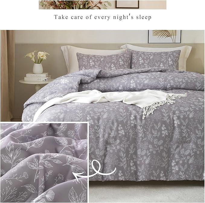 HighBuy Vintage Botanical King Duvet Cover for Women Girl 100% Cotton Lavender Floral Boho Comforter Cover with Zipper Closure Chic Aesthetic Garden Floral Bedding Duvet Cover Set King