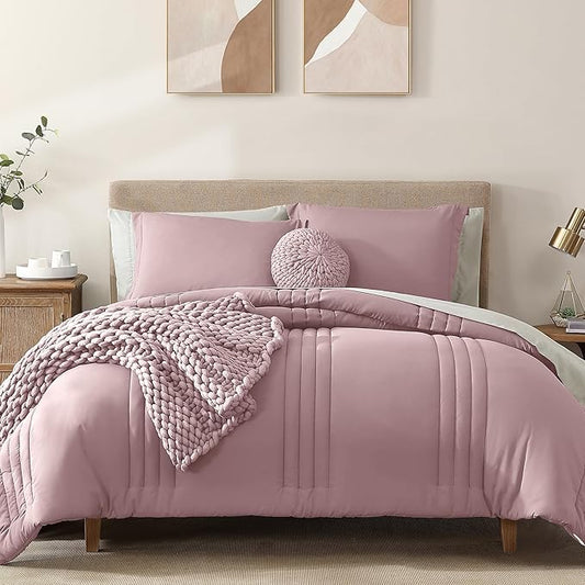 Monbix Queen Comforter Set - 7 Pieces Zephyr Bed in a Bag Queen Bedding Sets with Comforters, All Seasons Comforter Bed Set with Sheets, Pillowcases & Shams