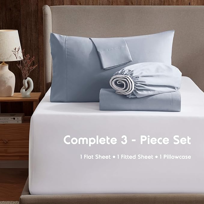 Nestl Twin XL Sheet Set - College Dorm Size - Luxury 1800 Ultra-Soft Microfiber Twin Extra Long Bed Sheets - Deep Pockets - Easy Fit - Extra Soft - 3 Piece Set (Twin XL, Ice Blue)