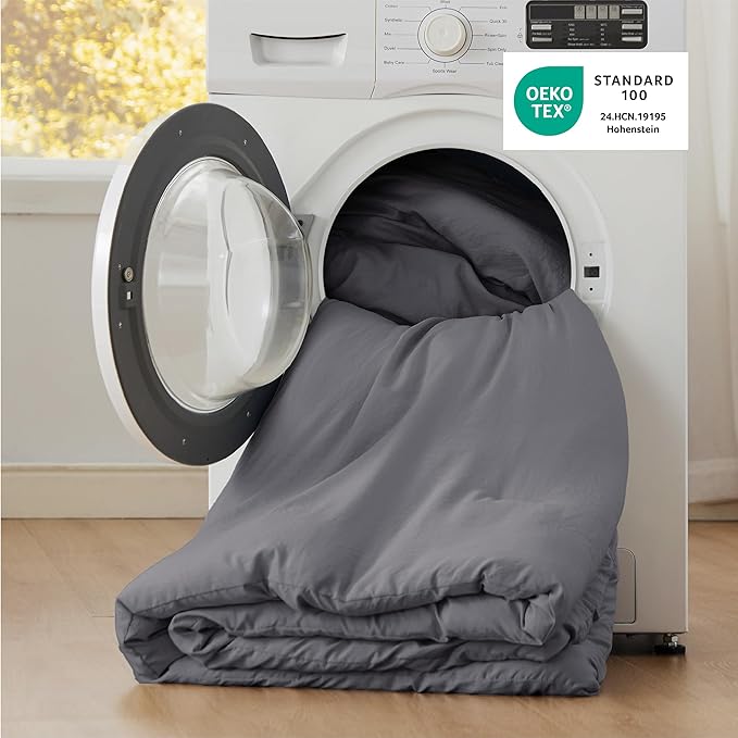 Bedsure Twin/Twin XL Comforter Set, Dark Grey Soft Prewashed Bedding for All Seasons, 2 Pieces GentleSoft™ Bed Set, 1 Lightweight Comforter (68"x88") and 1 Pillowcase (20"x26")