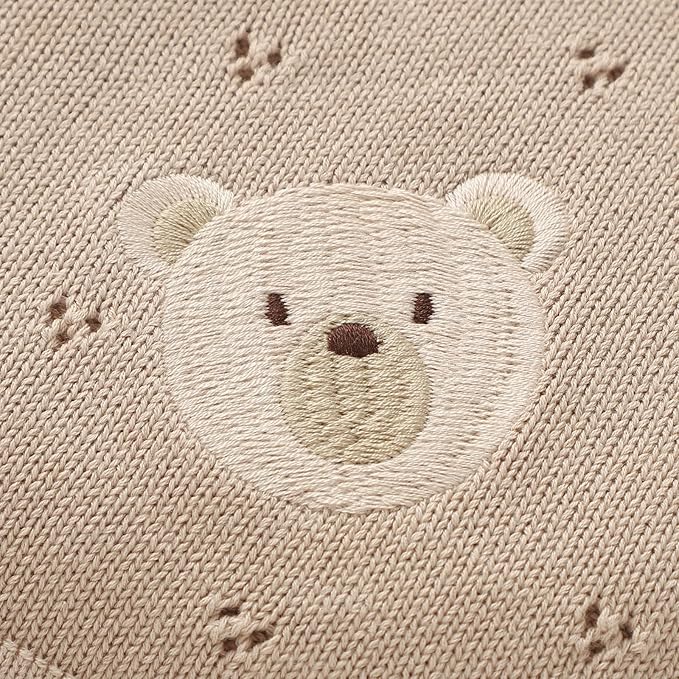 mimixiong Organic Cotton Baby Blanket Neutral Knitted Soft Crib Nursery Swaddling Receiving Blankets for Newborn Baby Boy Girl 40x30 Inch (Oatmeal)