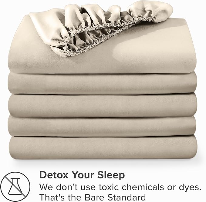 Bare Home 5-Pack Fitted Bottom Sheets Twin - Premium 1800 Ultra-Soft Microfiber - Deep Pocket (Twin, Sand)