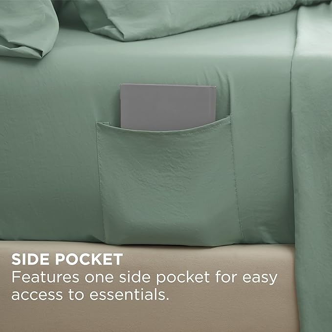 Bedsure Deep Pocket Queen Sheets - 6 Piece, Prewashed Ultra-Soft Queen Sheet Set, Fits Mattresses Up to 18 Inches Thick, Breathable & Secure Fit, Hotel Luxury Bedding, Sage Green