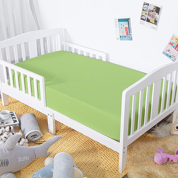 NTBAY 2 Pack 100% Brushed Microfiber Fitted Crib Sheet, Super Soft and Cozy 28x52 Crib Sheet for Standard Crib and Toddler Mattresses, Boys, Girls, Unisex, Green, 28x52 Inches