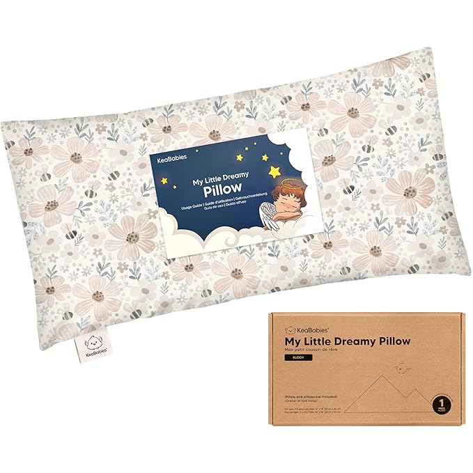 Toddler Pillow with Pillowcase - 10x18 My Little Dreamy Kids Travel Bed Pillows for Sleeping, Organic Cotton Small Pillowcase, Soft & Breathable, Machine Washable, Toddlers 2-5 years old (Flora Vale)